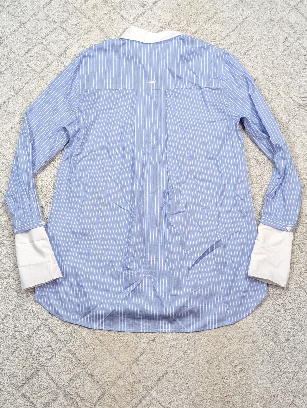 Allsaints Dress Womens 2 Blue Stripe Alber Long Sleeve Shirtdress Relaxed - Picture 8 of 9